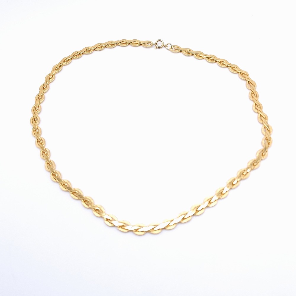Gold Tone Twisted‎ Oval Link Chain Necklace Rope Nautical